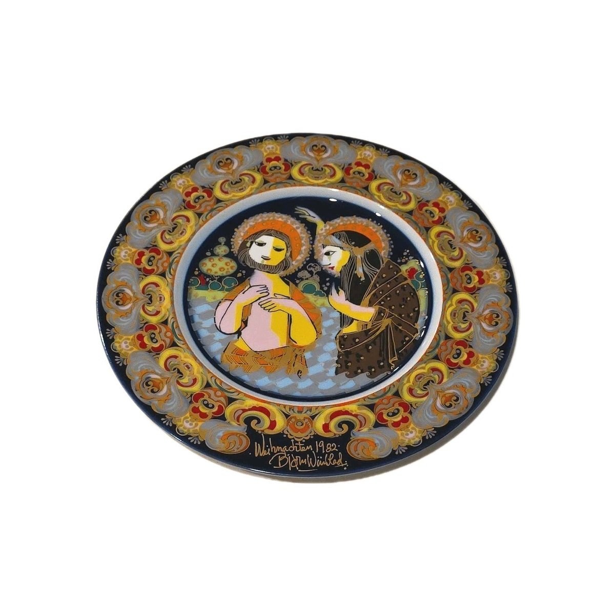 Rosenthal Porcelain 1982 Bjorn Wiinblad Christmas 'Christening of Christ' Plate