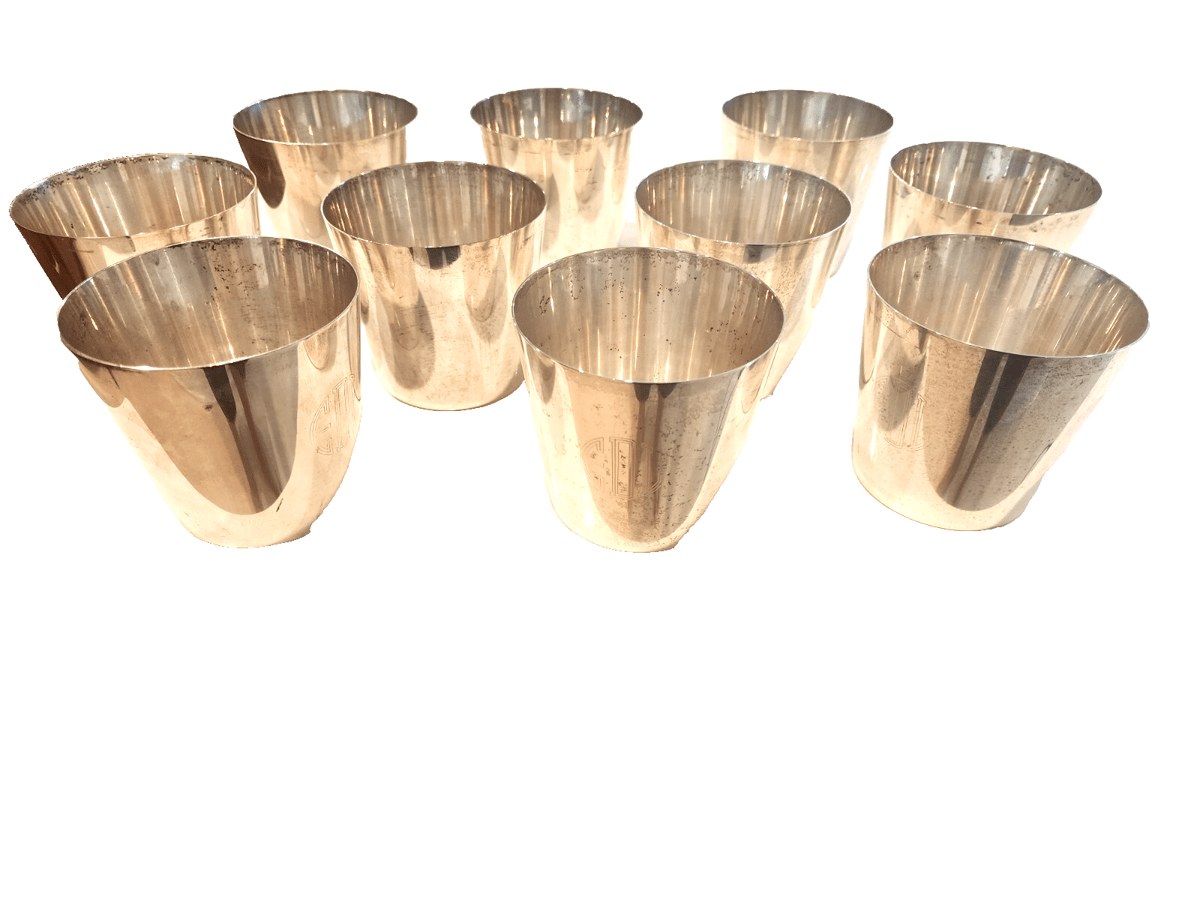Set of 10 Sterling Silver TIFFANY & CO Mint Julep Cups Monogrammed 