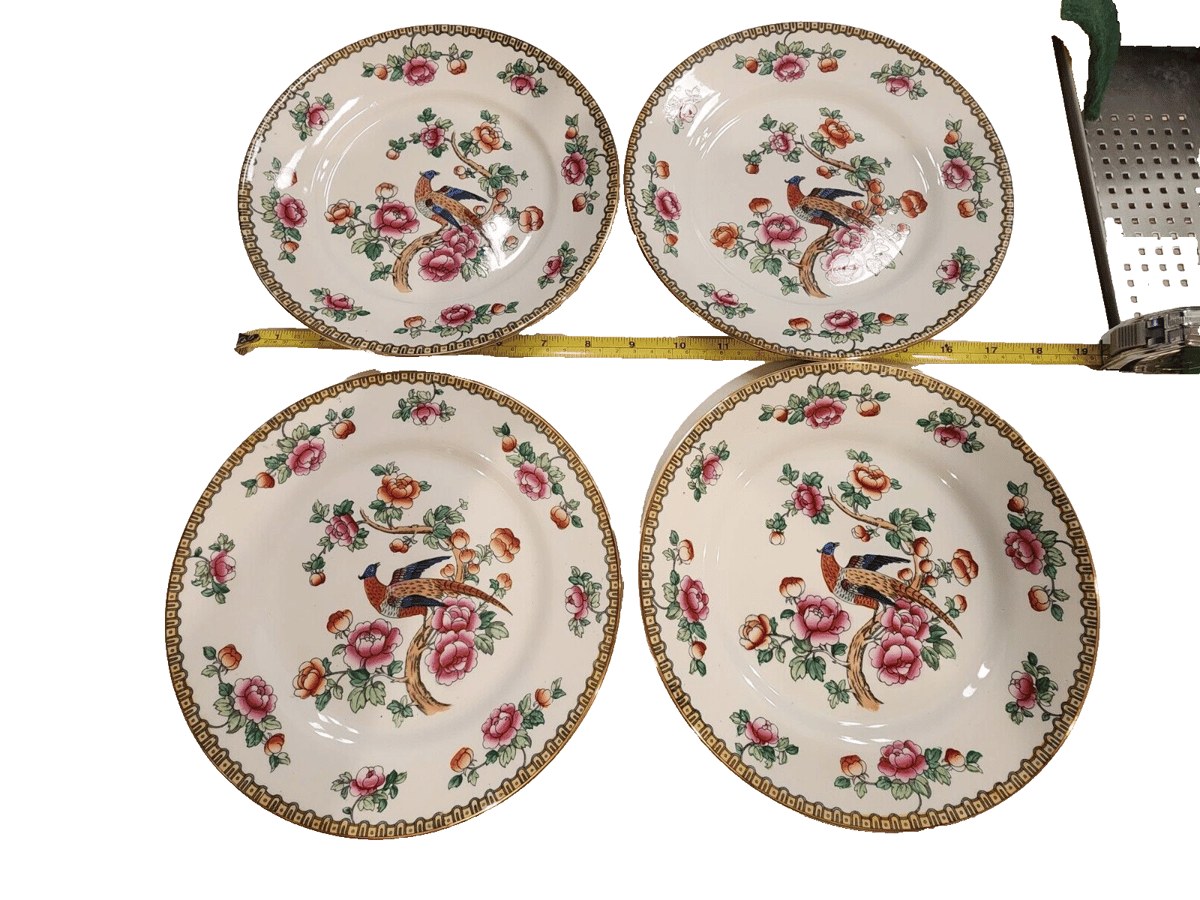 Set of 4 . Winkle & Co England Pheasant Bird Flowering Tree Branch 9" Plate