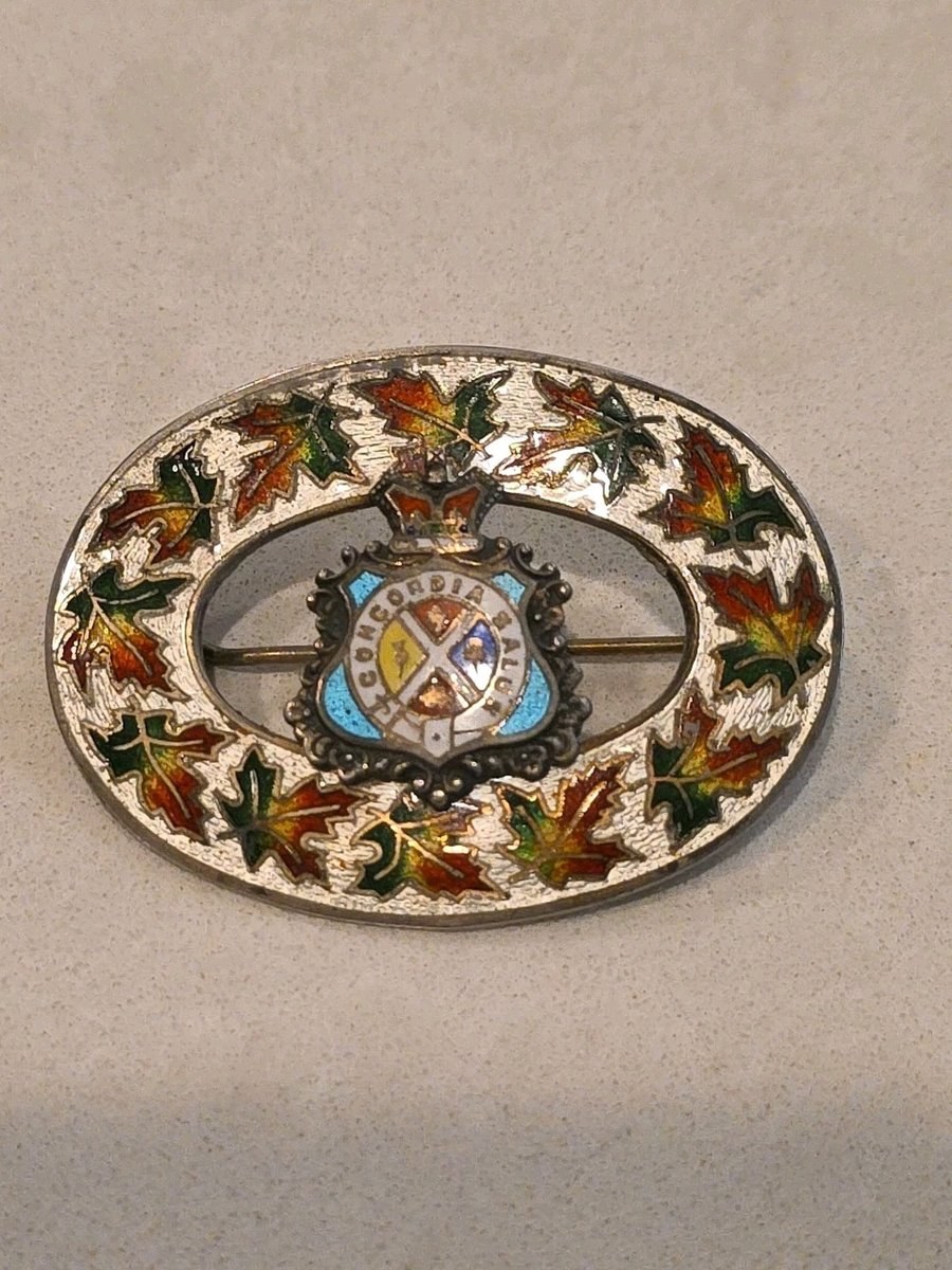 Sterling 1904 Enamel Pin Condordia Salus Antique Richard Hemsley Montreal Canada