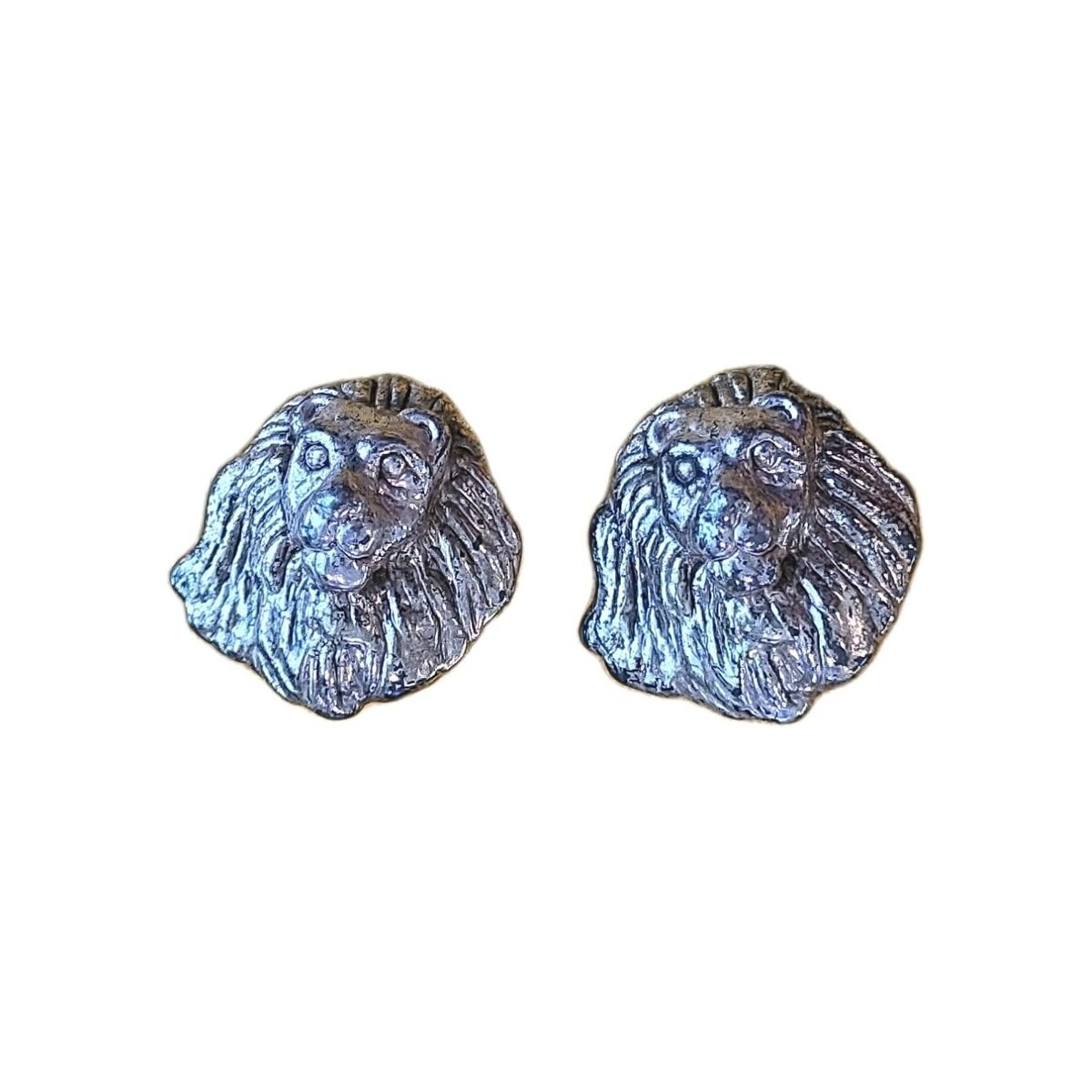 Sterling Silver  Massive Royal Lion Clip On Earrings Alberto Juan