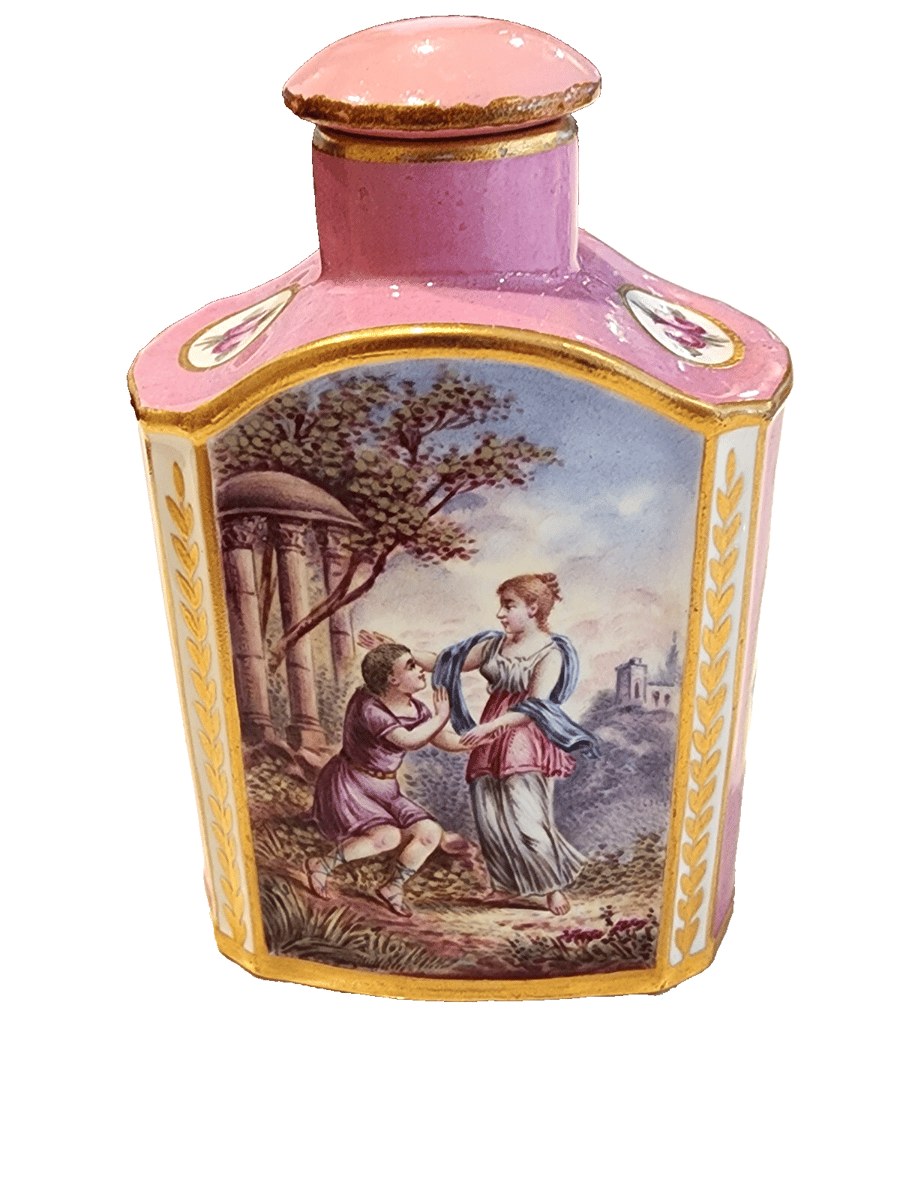 Stunning 19th Century Hand Painted Sevres Porcelain Tea Caddy