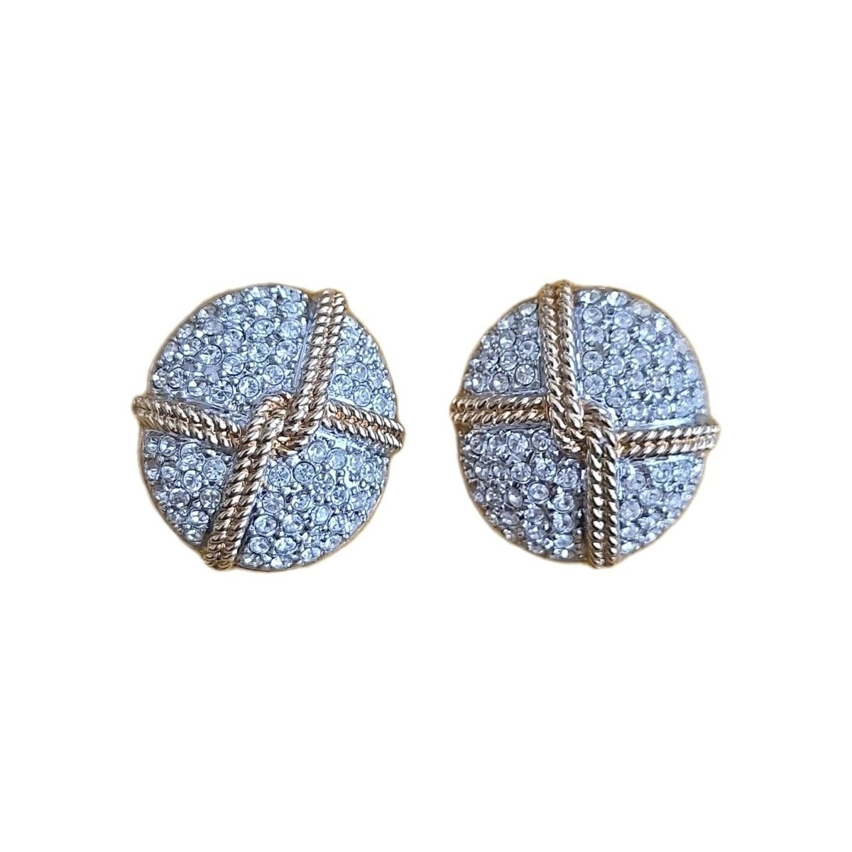Swarovski  Gold Tone Studded Crystal Clip On Earrings