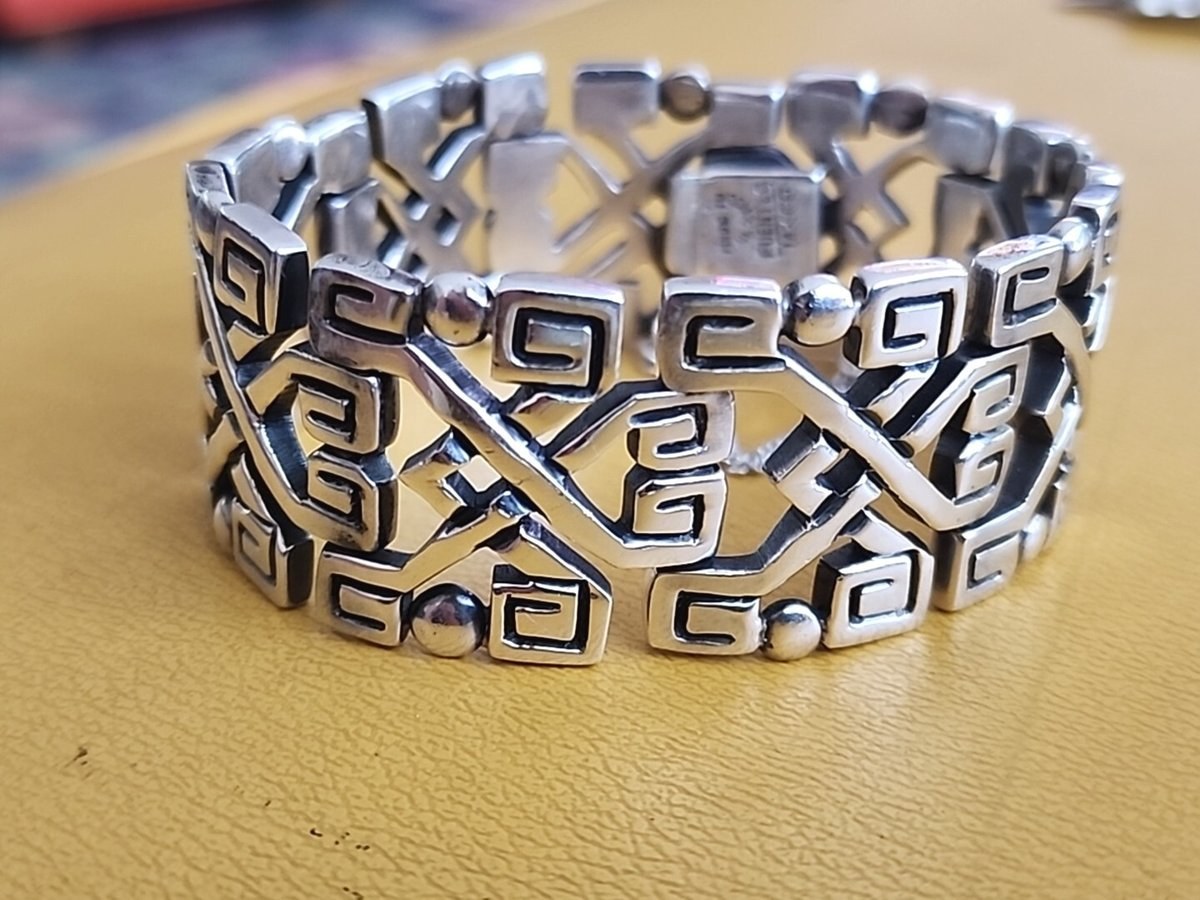 Taxco 925 Silver Bracelet Fuentes Modernist Style 