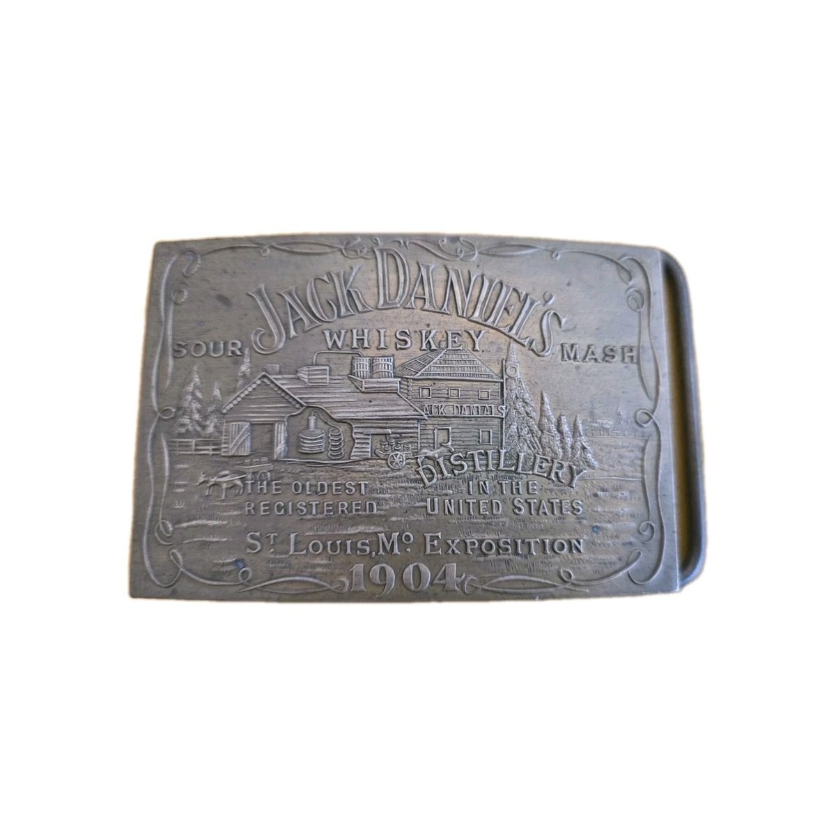 Vintage Belt Buckle 1980's Sour Mash Distillery Jack Daniels Whiskey
