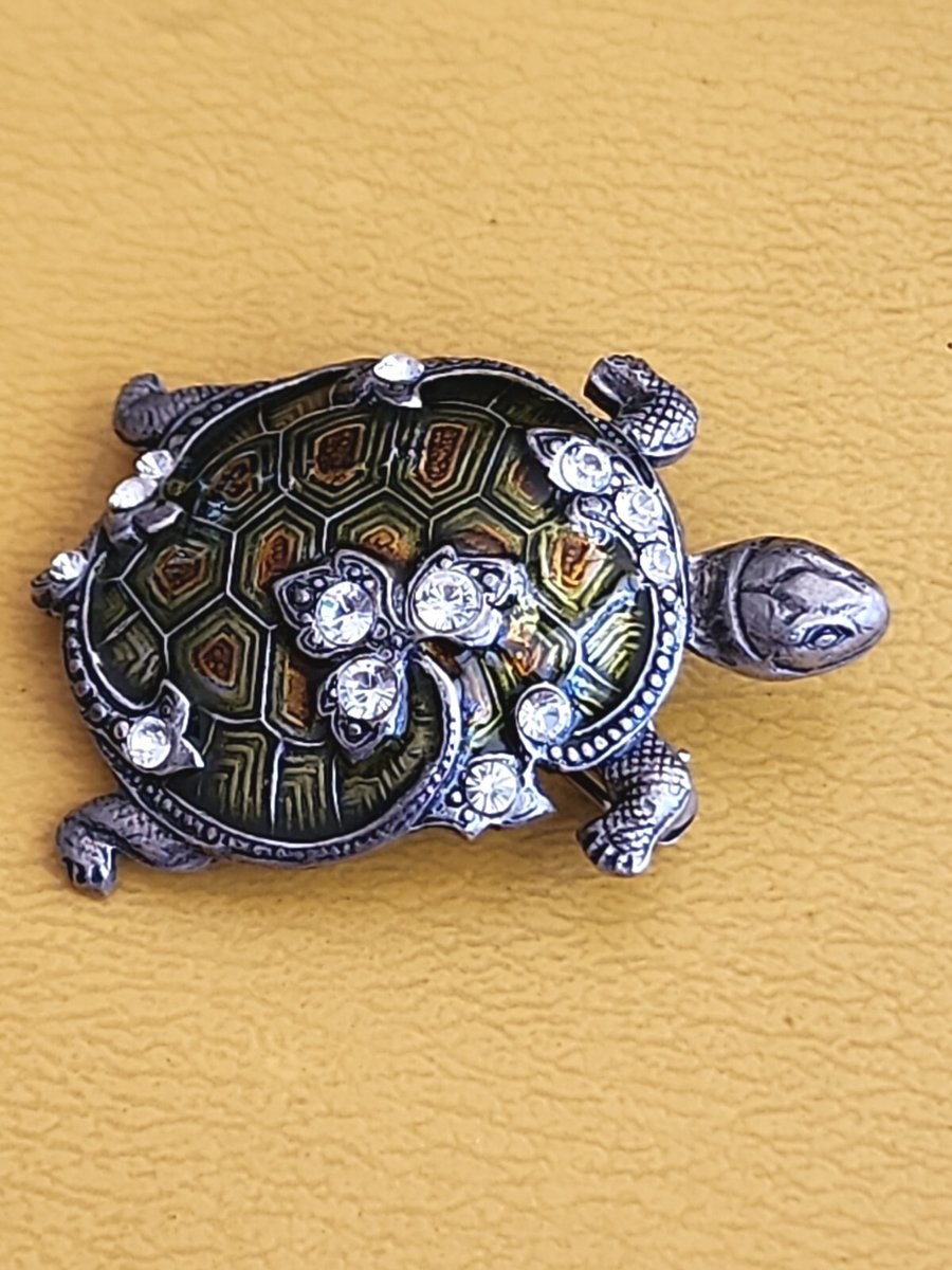 Vintage Catherine Popesco France 1979 Enamel Turtle Brooch Pin