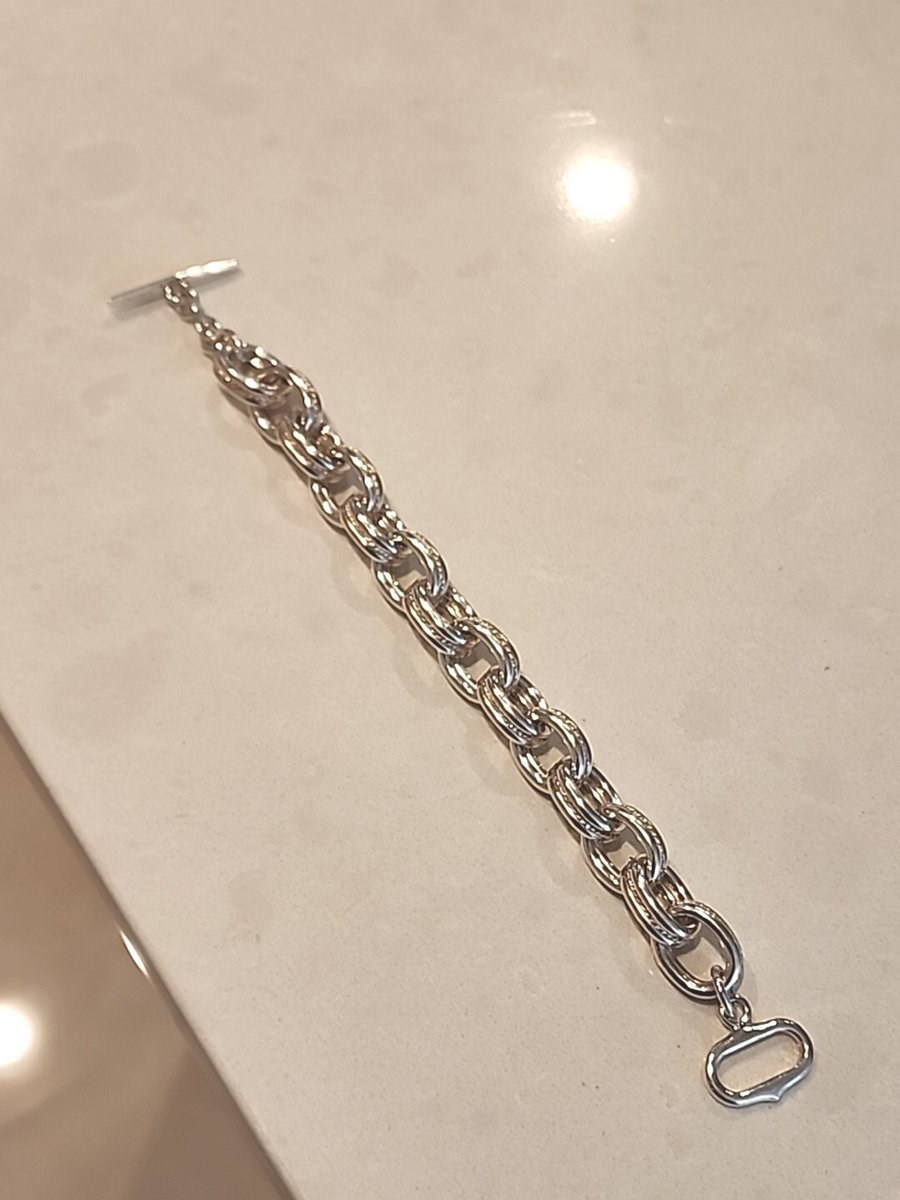Vintage Designer Italian Large Rope Chain Sterling Silver Bracelet 7 1/2"