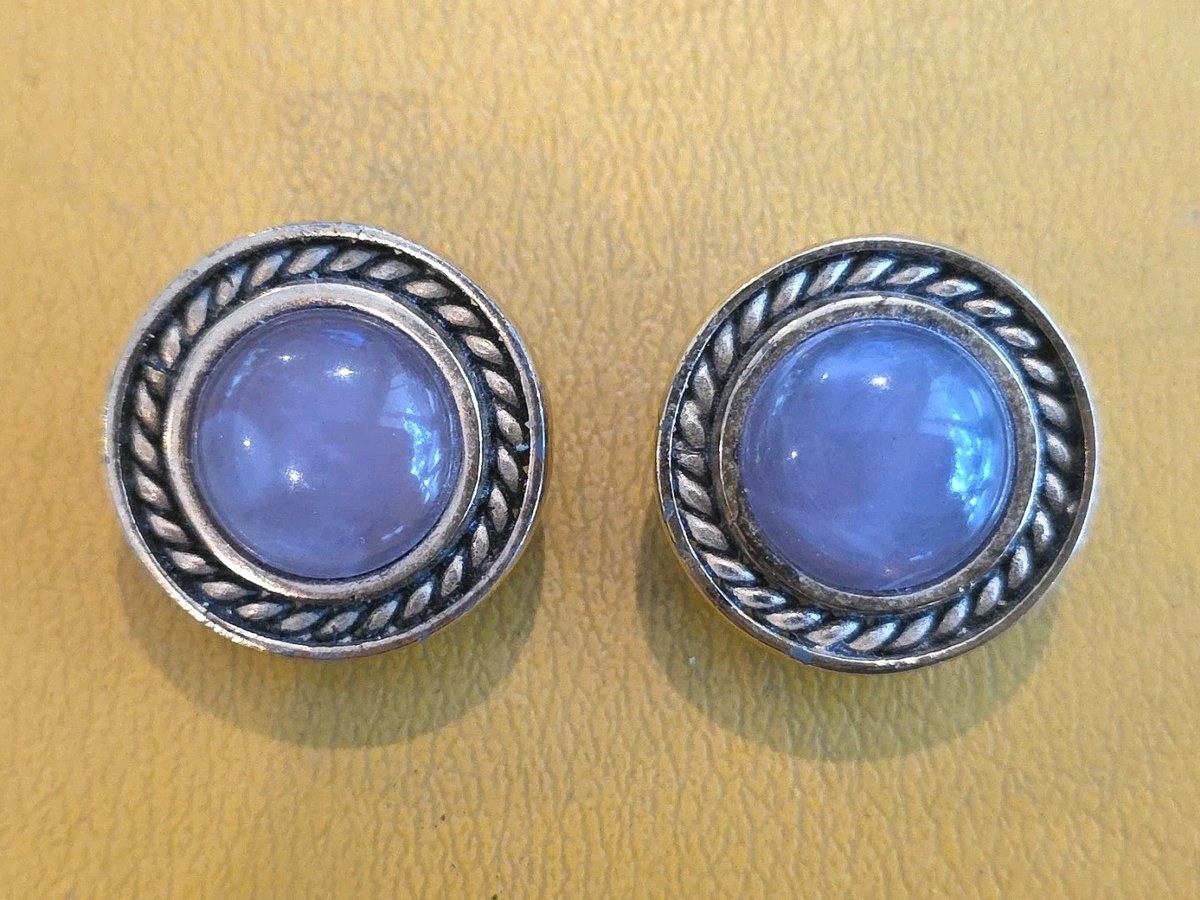 Vintage Gold Purple Glass Clip On Earrings SIGNED Ciner