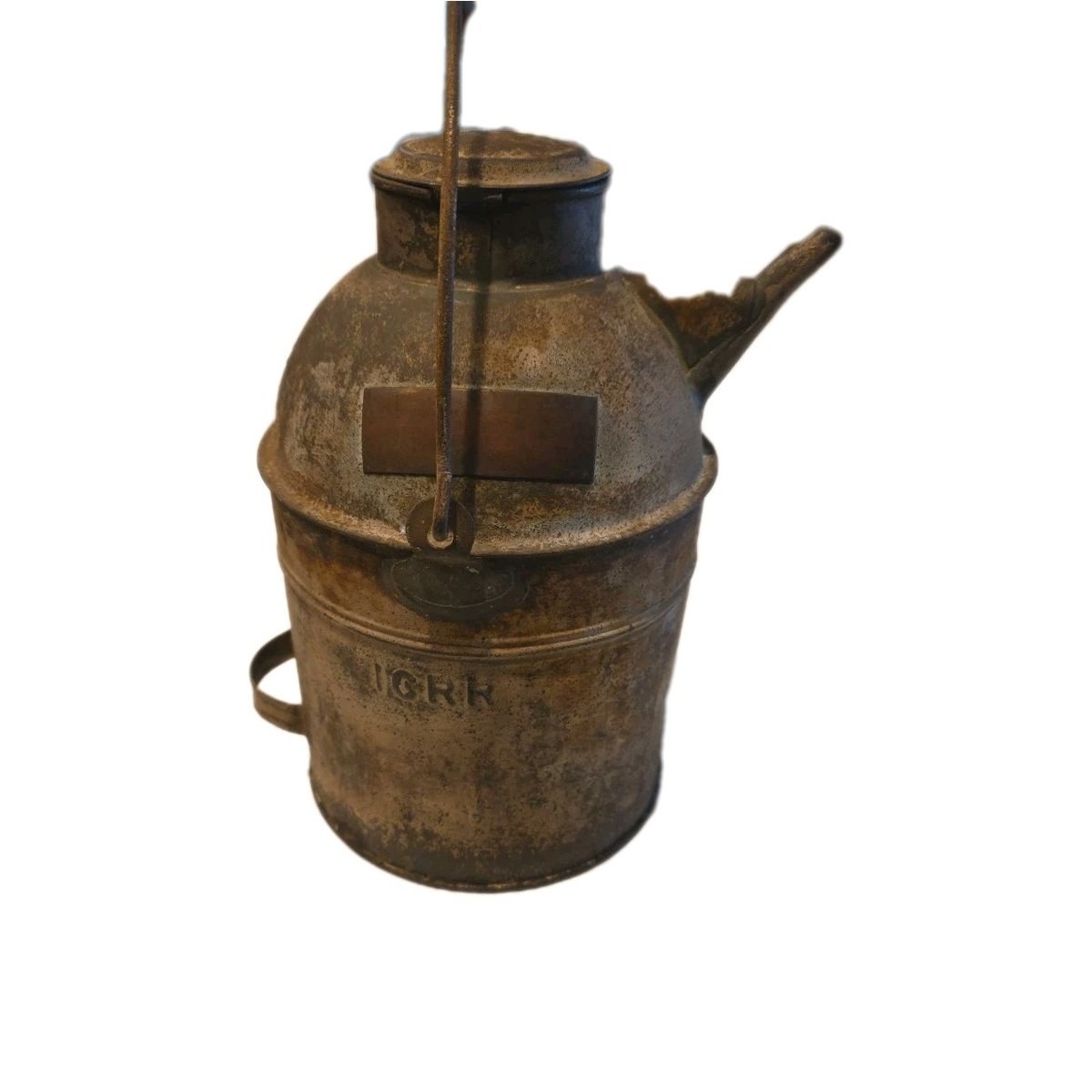 Vintage Illinois Central Railroad ICRR Galvanized Steel Mini Oil Can Train 
