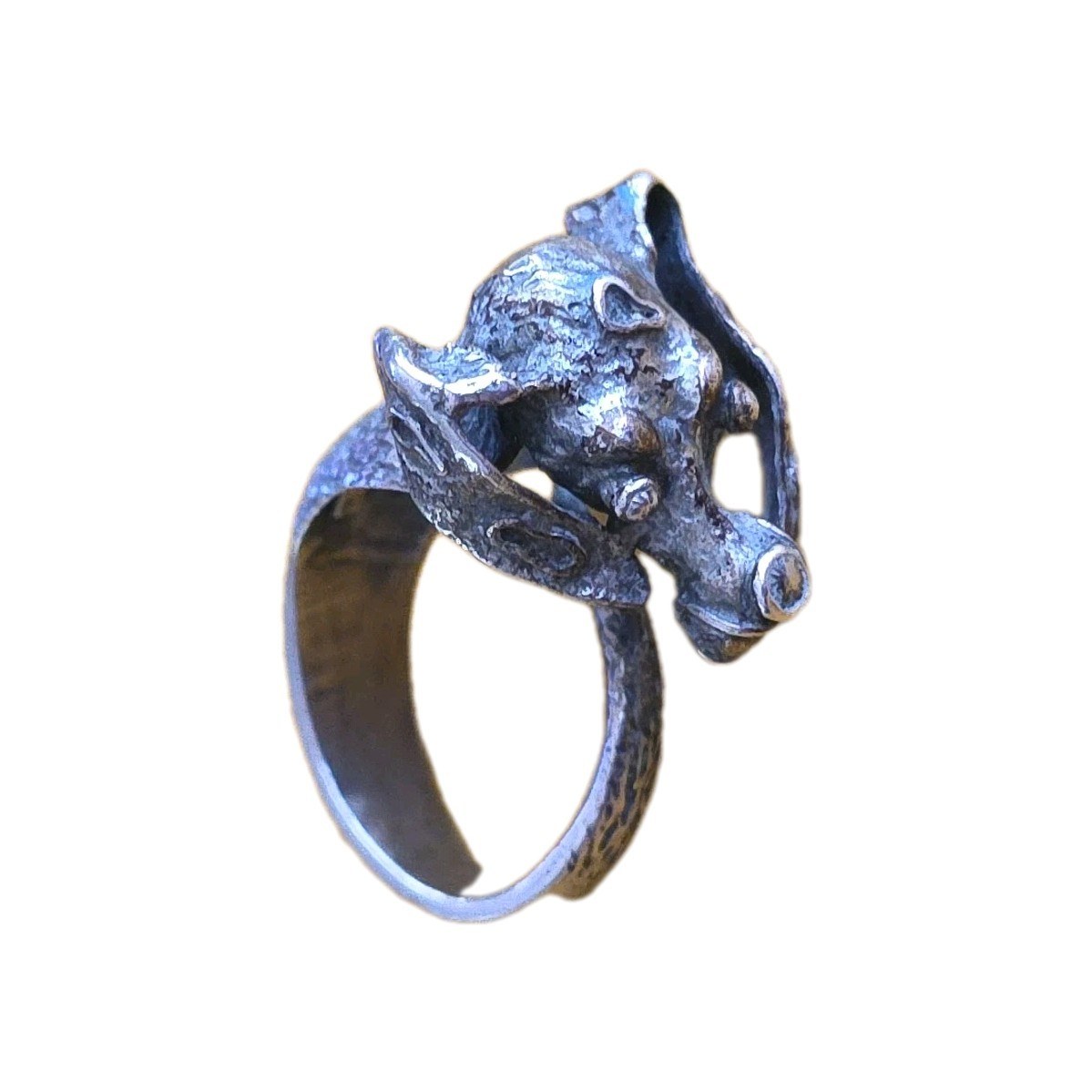Vintage Italian Sterling  Silver Ring UNO A ERRE Dog Ring size 8.5  
