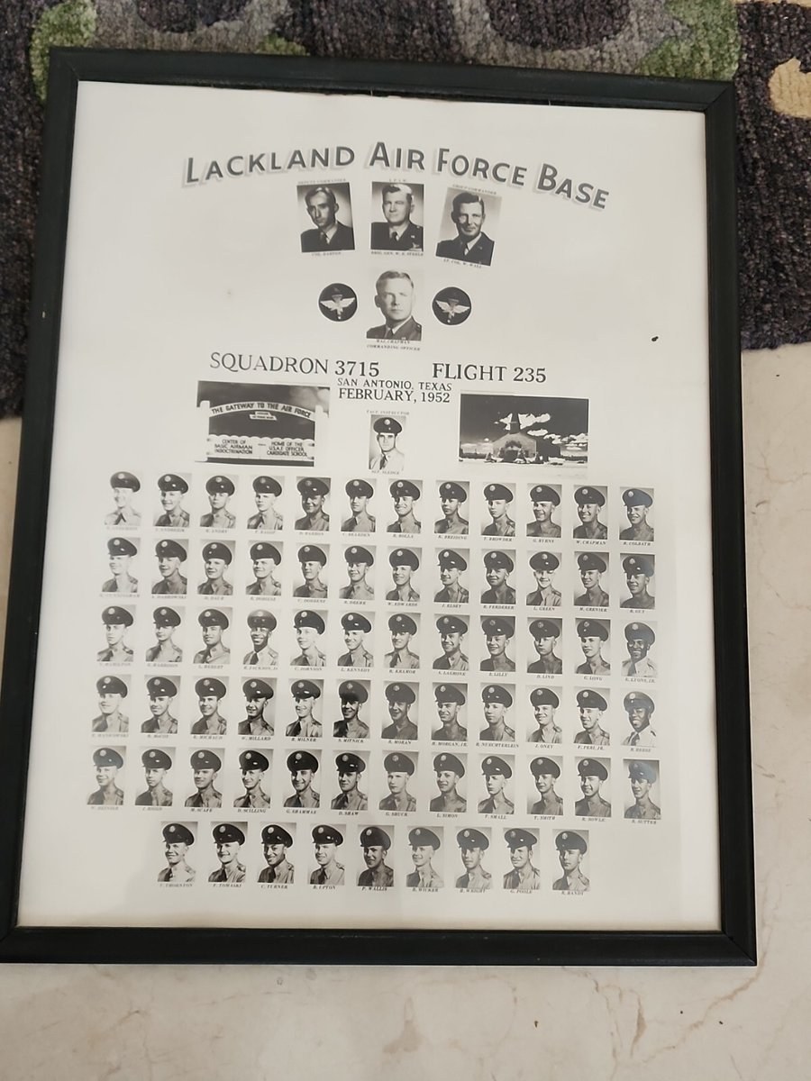 Vintage Lackland Air Force Base Frame Photo 1952 San Antonio Texas Squadron 3715