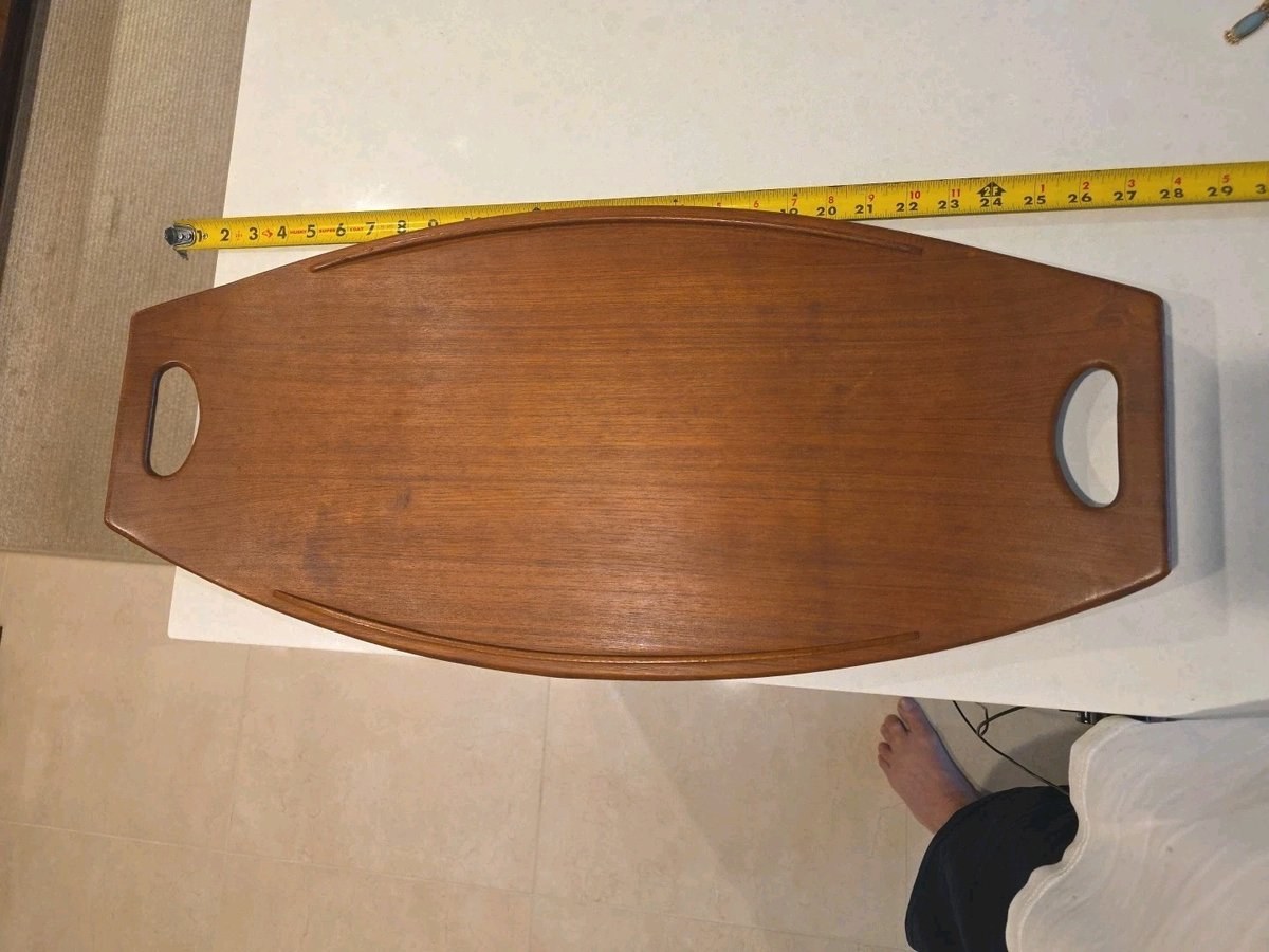 Vintage Large 27 " Dansk MCM Modern Teak Serving Tray Gondola Surfboard 803