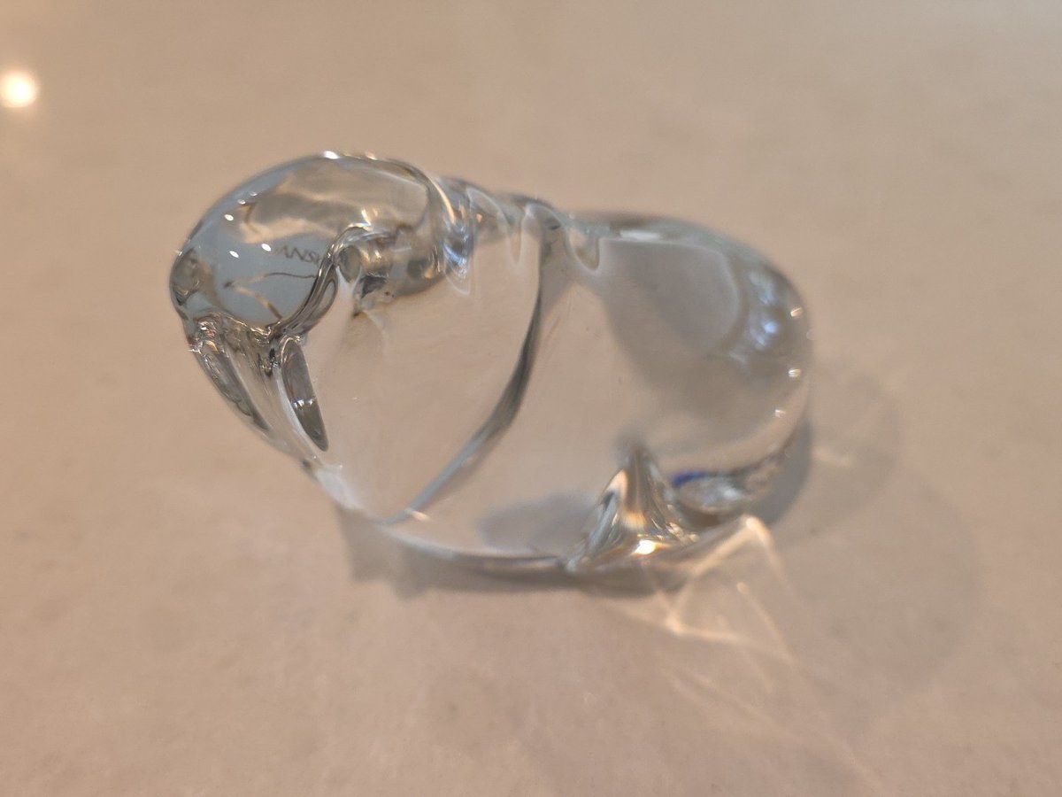 Vintage Signed Dansk Full Lead Crystal Walrus Paperweight Sculpture