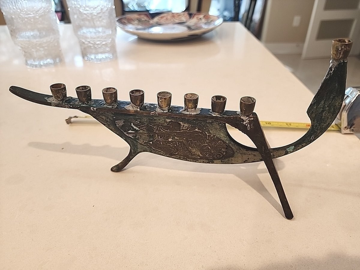 Vintage Solid Brass Maccabe Menorah CHANUKKAH 2c