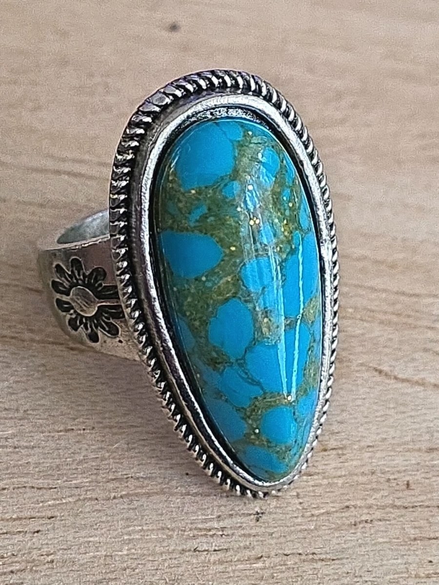 Vintage SOUTHWESTERN COPPER And TURQUOISE Ring STERLING SILVER