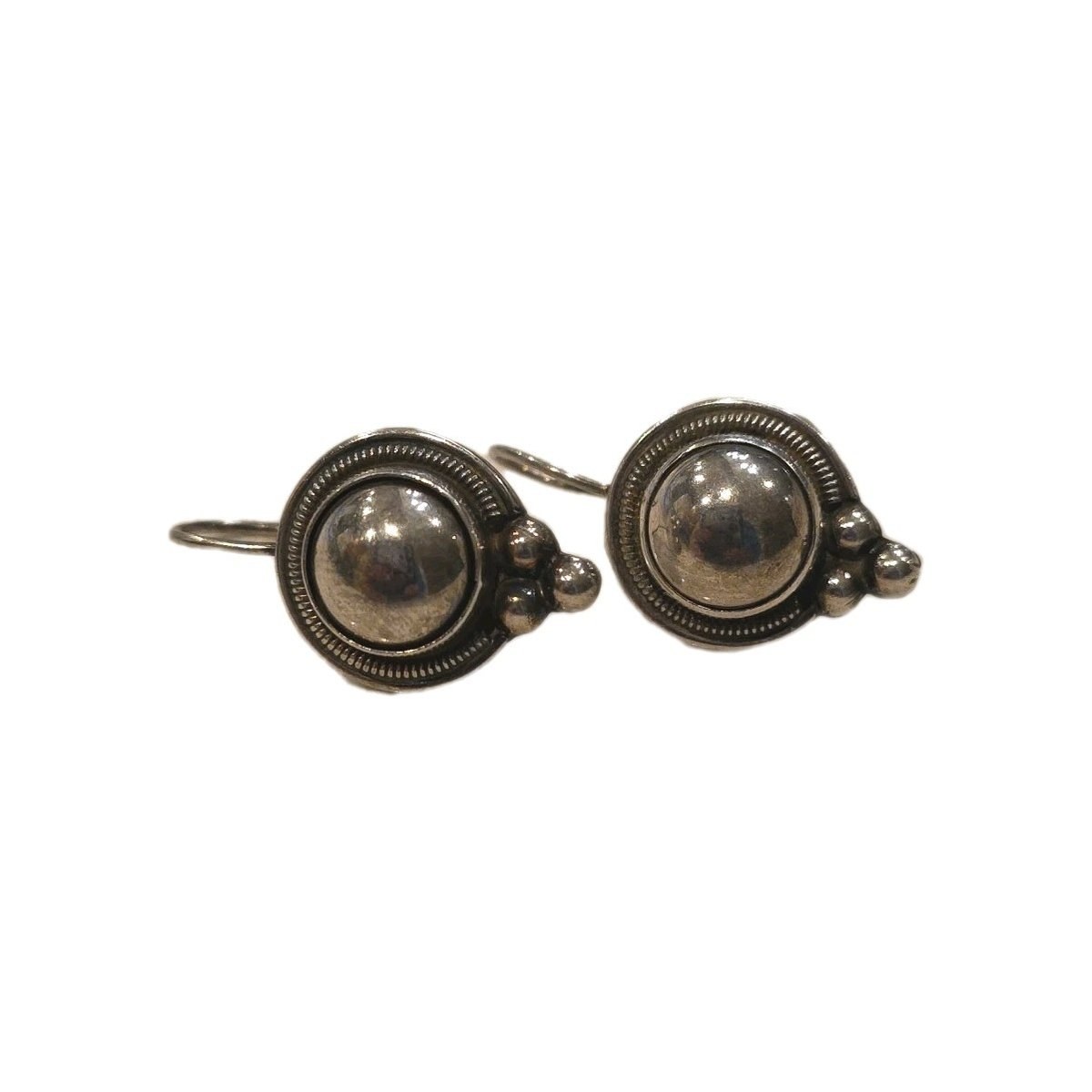 Vintage TAXCO ATI Dome Sterling Silver Button Earrings 