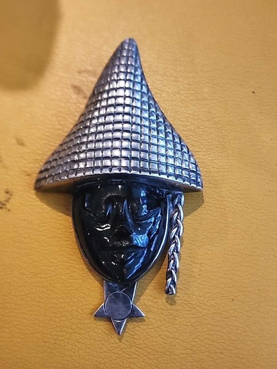 VINTAGE TAXCO LARGE LOS BALLESTEROS STERLING SILVER FACE PIN PENDANT MEXICO