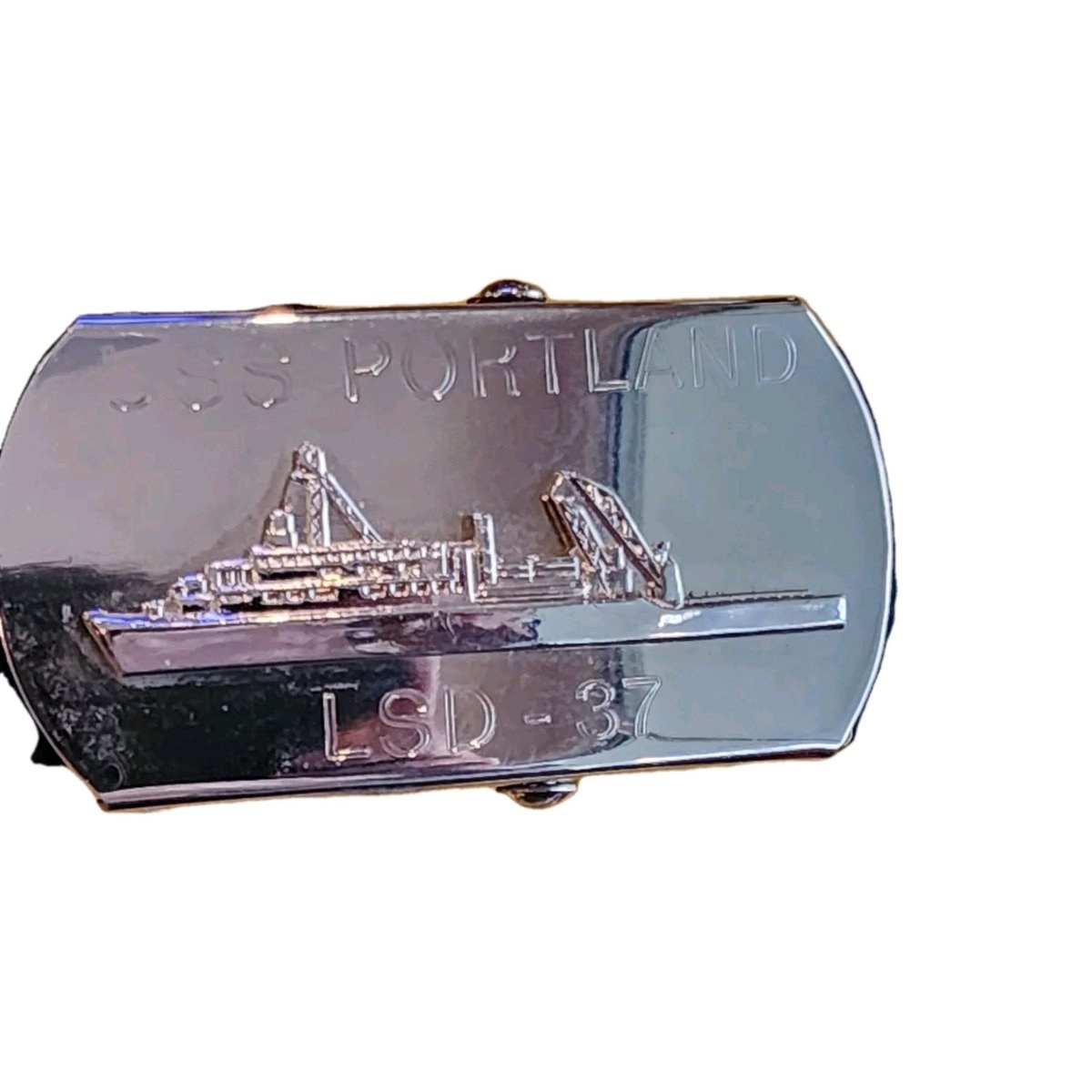 Vintage USS Portland LSD-37 Chrome Belt Buckle U.S. Navy