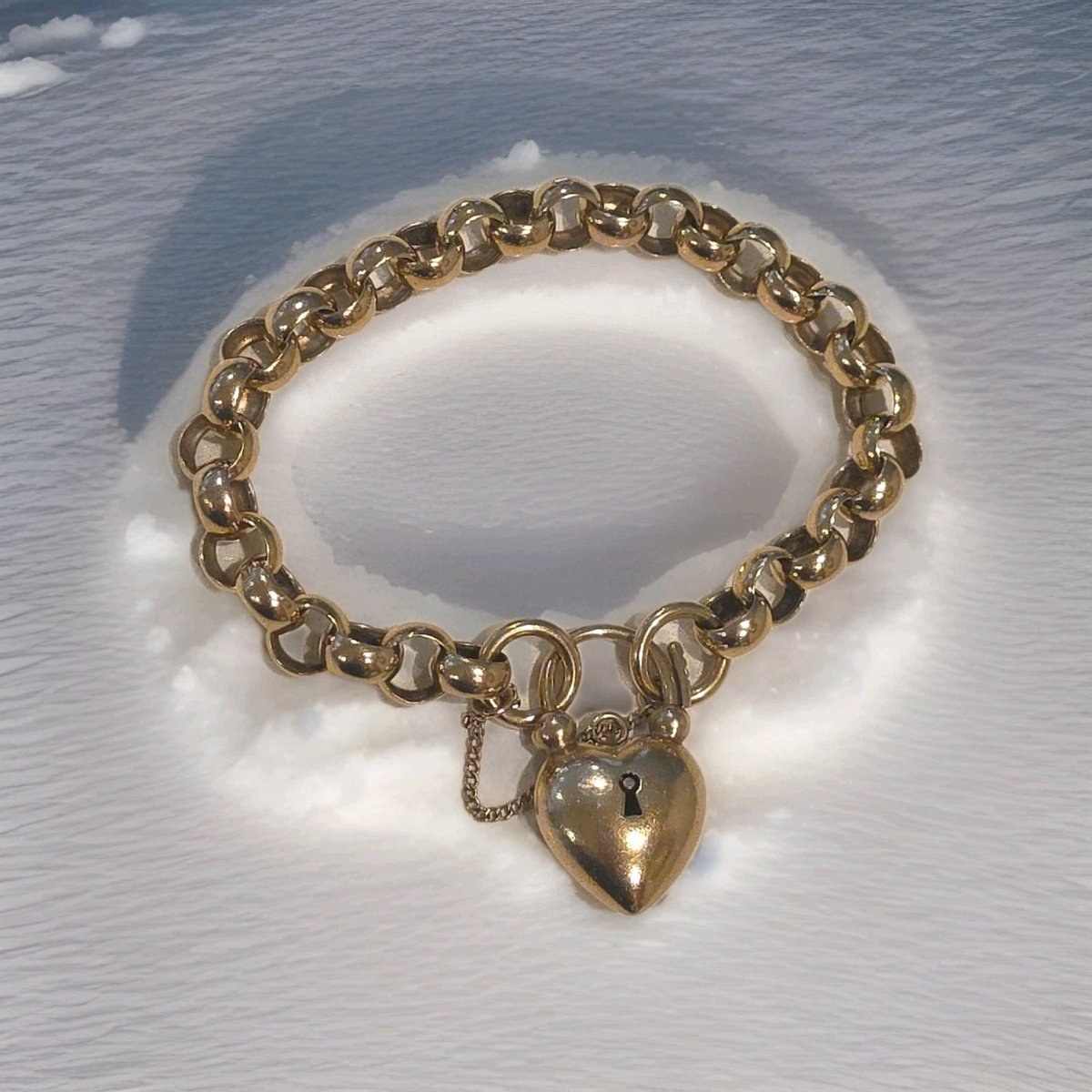 Vintage Victorian Era Rose Gold Heart Chunky Bracelet 9ct