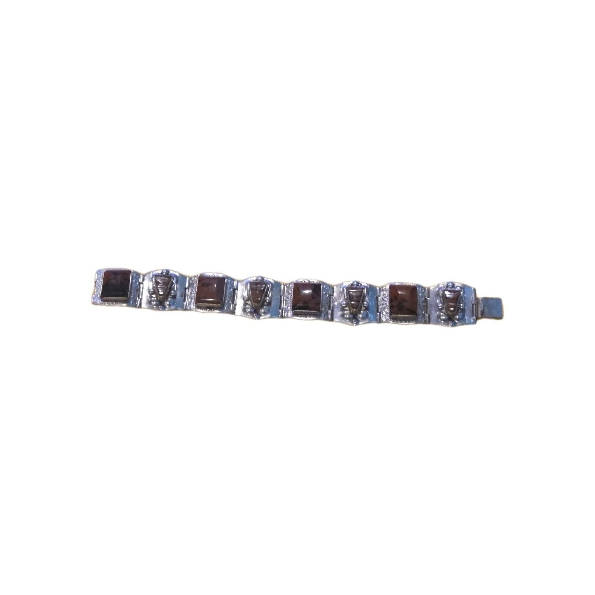 VTG 40s TAXCO Mexico Carved Tortoise 925 Sterling Silver Link Bracelet 