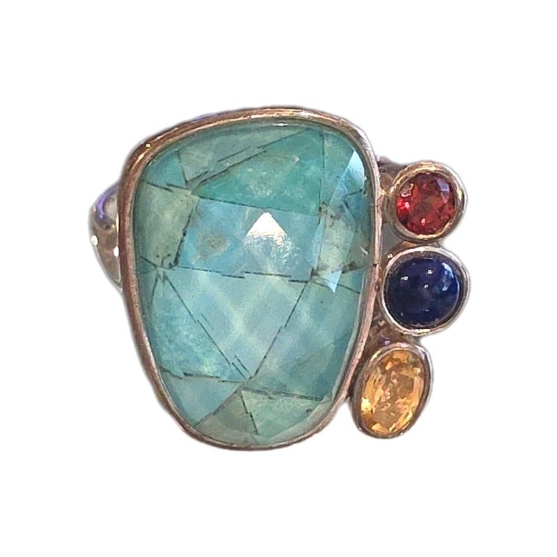 WHITNEY KELLY WK STERLING SILVER  MULTI -GEMSTONE RING SIZE 11