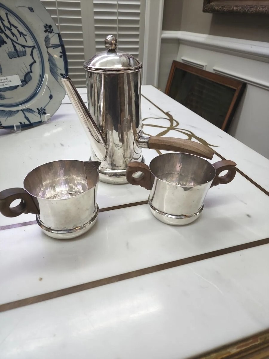 William Spratling Sterling Silver Tea Coffee Espresso Hot Coco Pot Set modernist