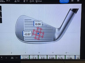 FlightScope face-impact screen showing strike locations on the club face