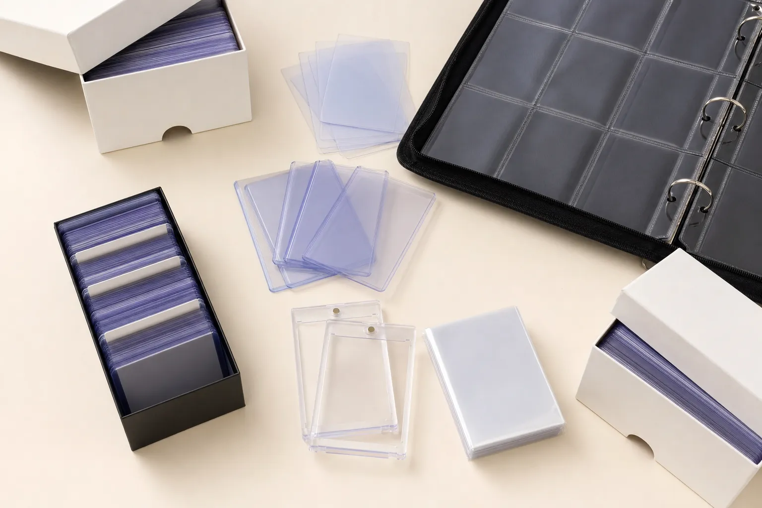 Card sleeves, rigid holders and storage supplies for a trading card collection