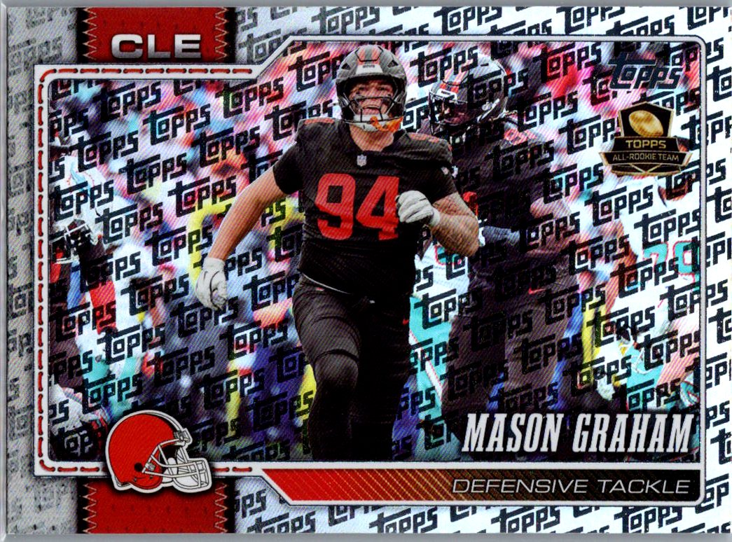 Football rookie card photographed on a neutral background