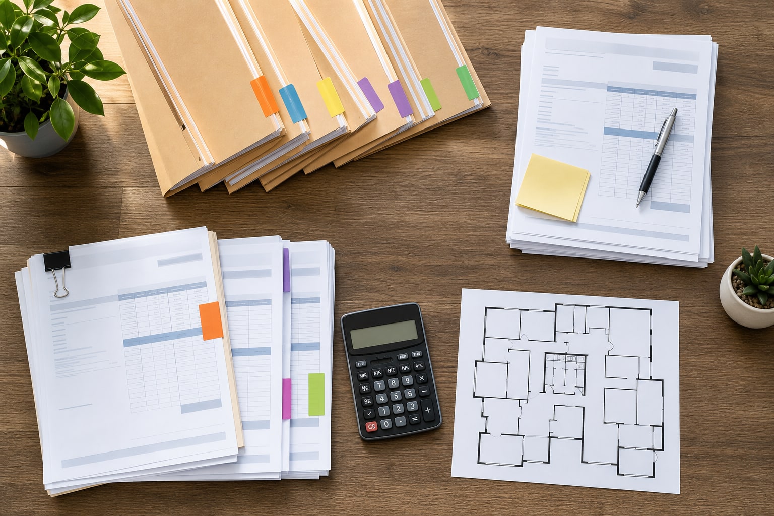 Organized commercial billing files and electricity invoices for several locations