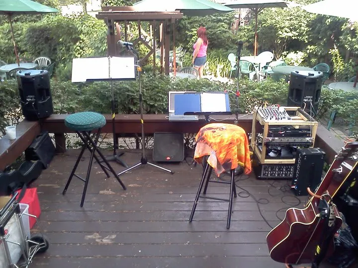 XL Entertainers sound equipment set up for an outdoor event