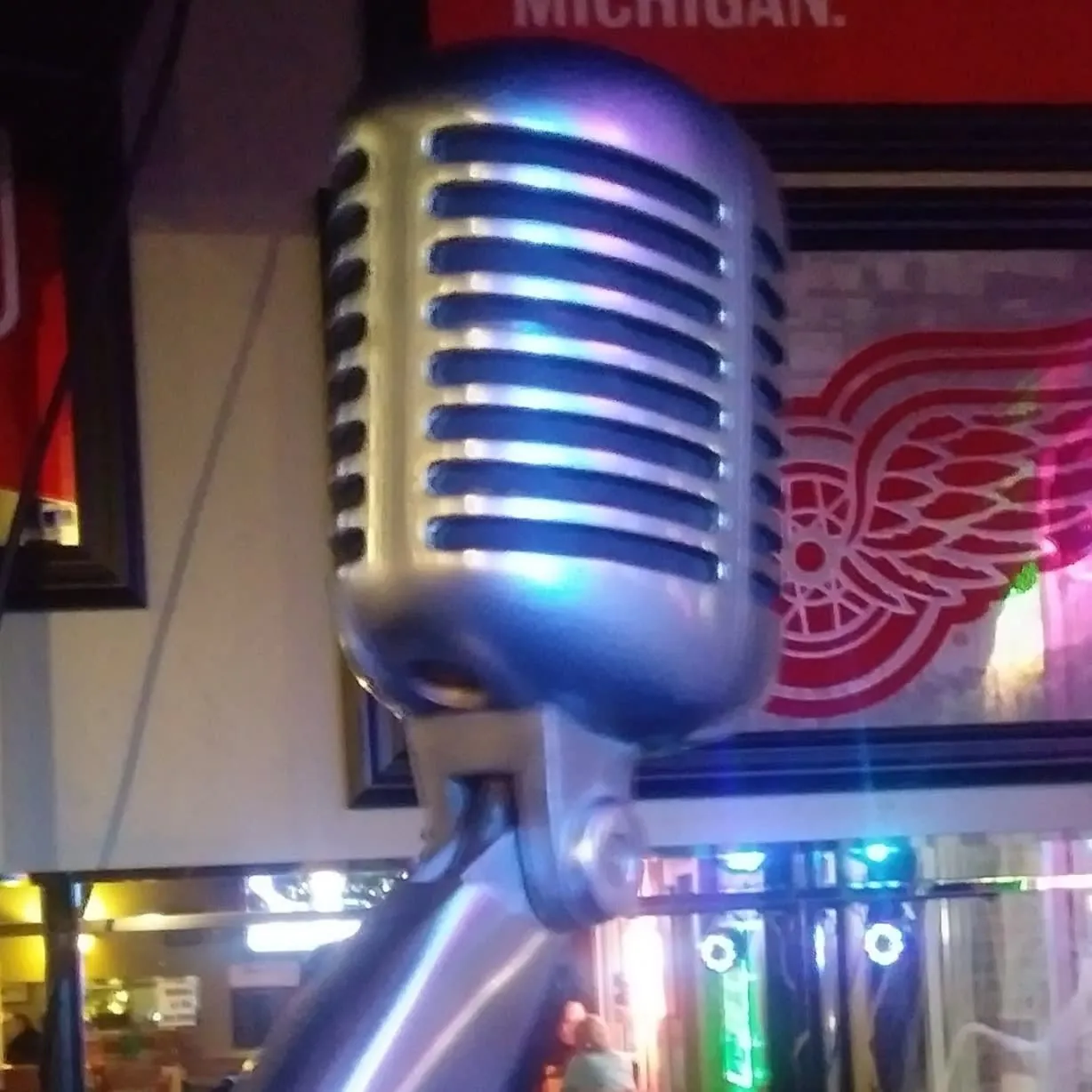Microphone ready for performers in a venue