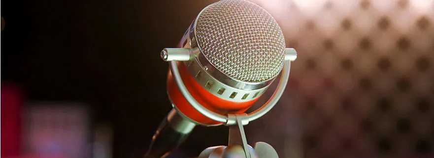Vintage microphone ready for a live performance