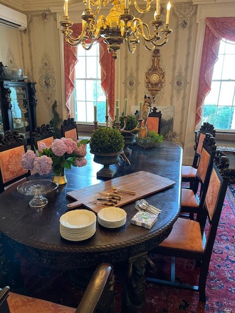 A table set in the dining room