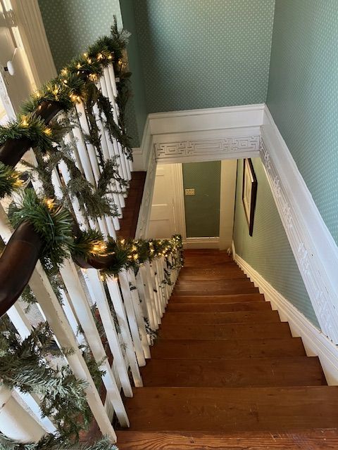 Christmas garland along the historic staircase