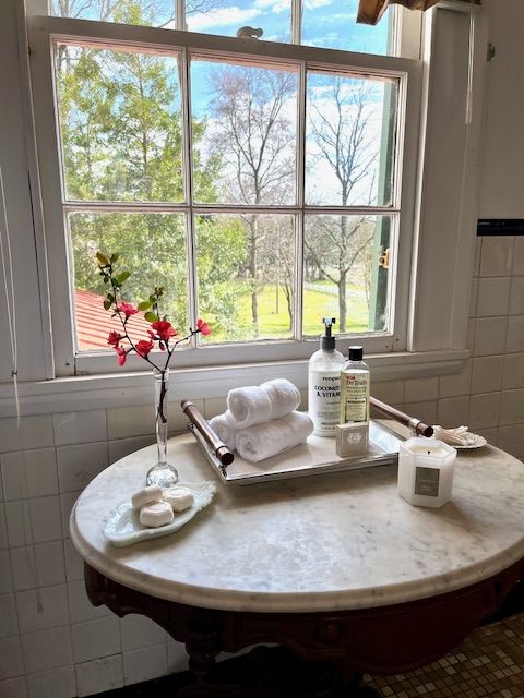 A table arranged beside the window