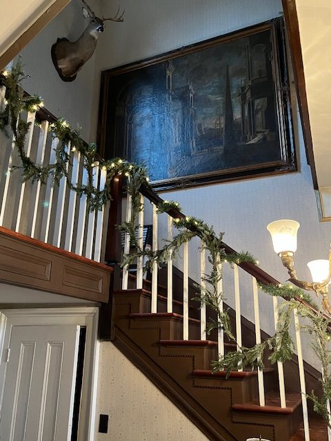 Garland along the staircase