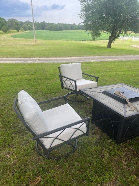 Lounge chairs on the lawn