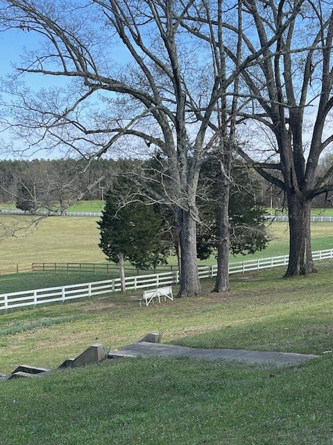 Green pasture and white fencing at Woodlawn
