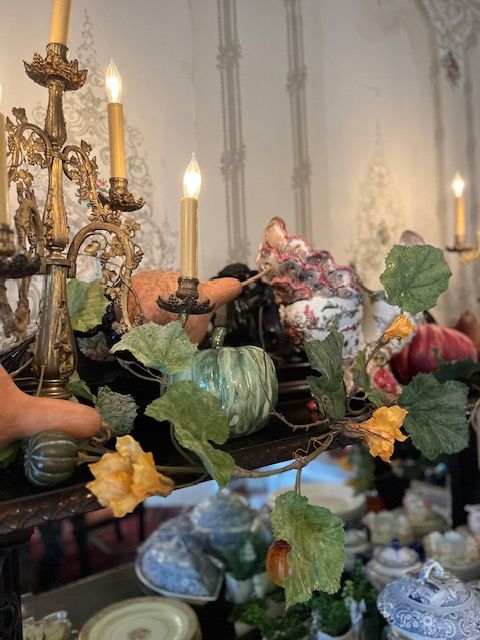 Seasonal decorations in a historic room
