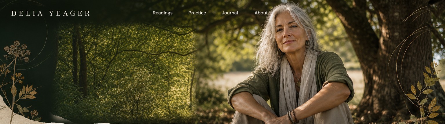 Come back to what you know. Delia Yeager seated beside a tree in the woods.