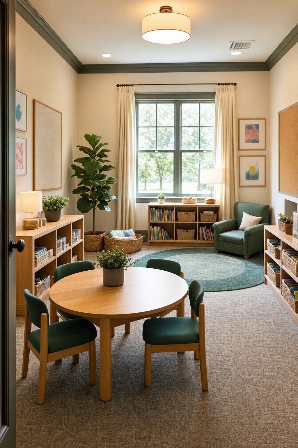 A welcoming literacy intervention room in a private school.