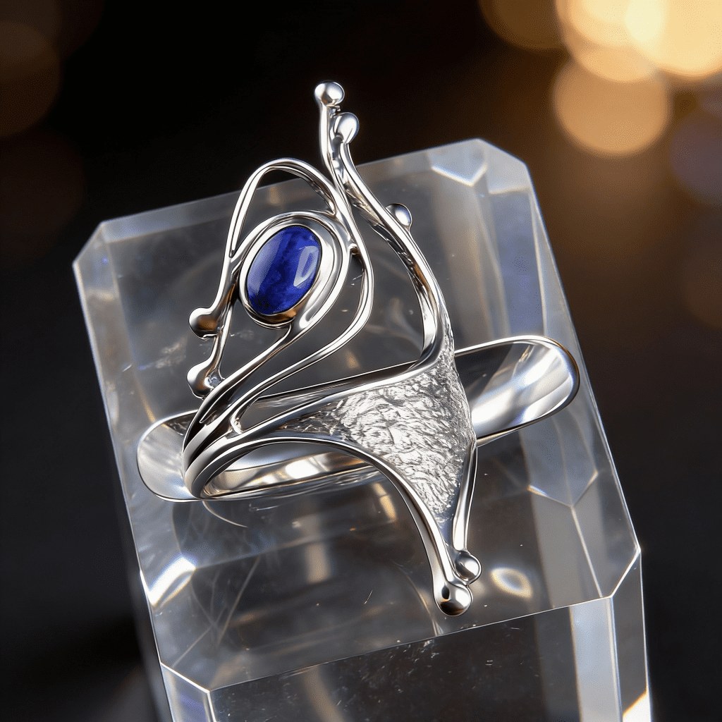 Funky Lapis Lazuli ring set in 925 Sterling