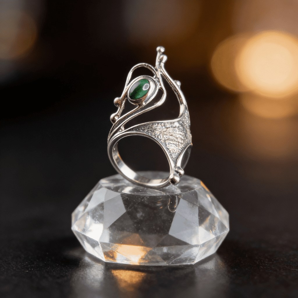 Funky Malachite ring set in 925 Sterling