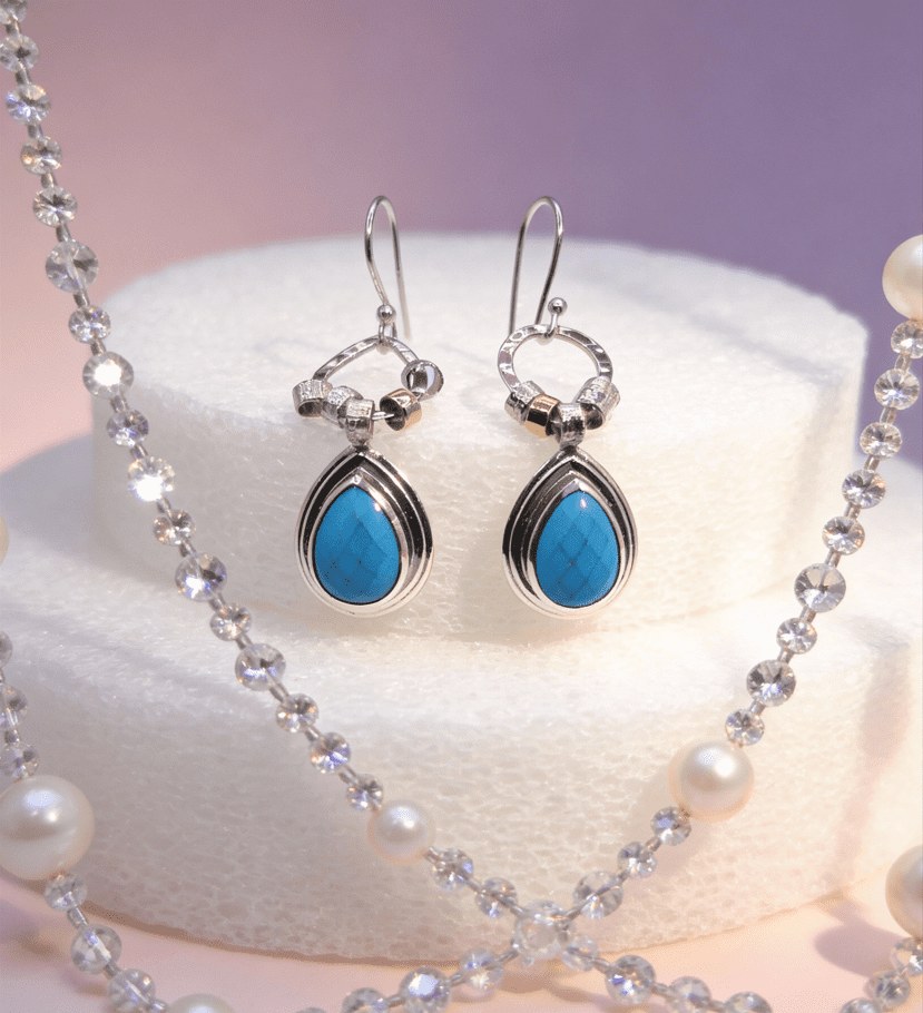 Natural Turquoise and Sterling Earrings