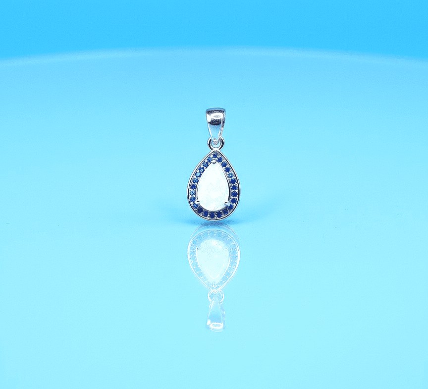 White Opal And Blue Sapphire Pendant