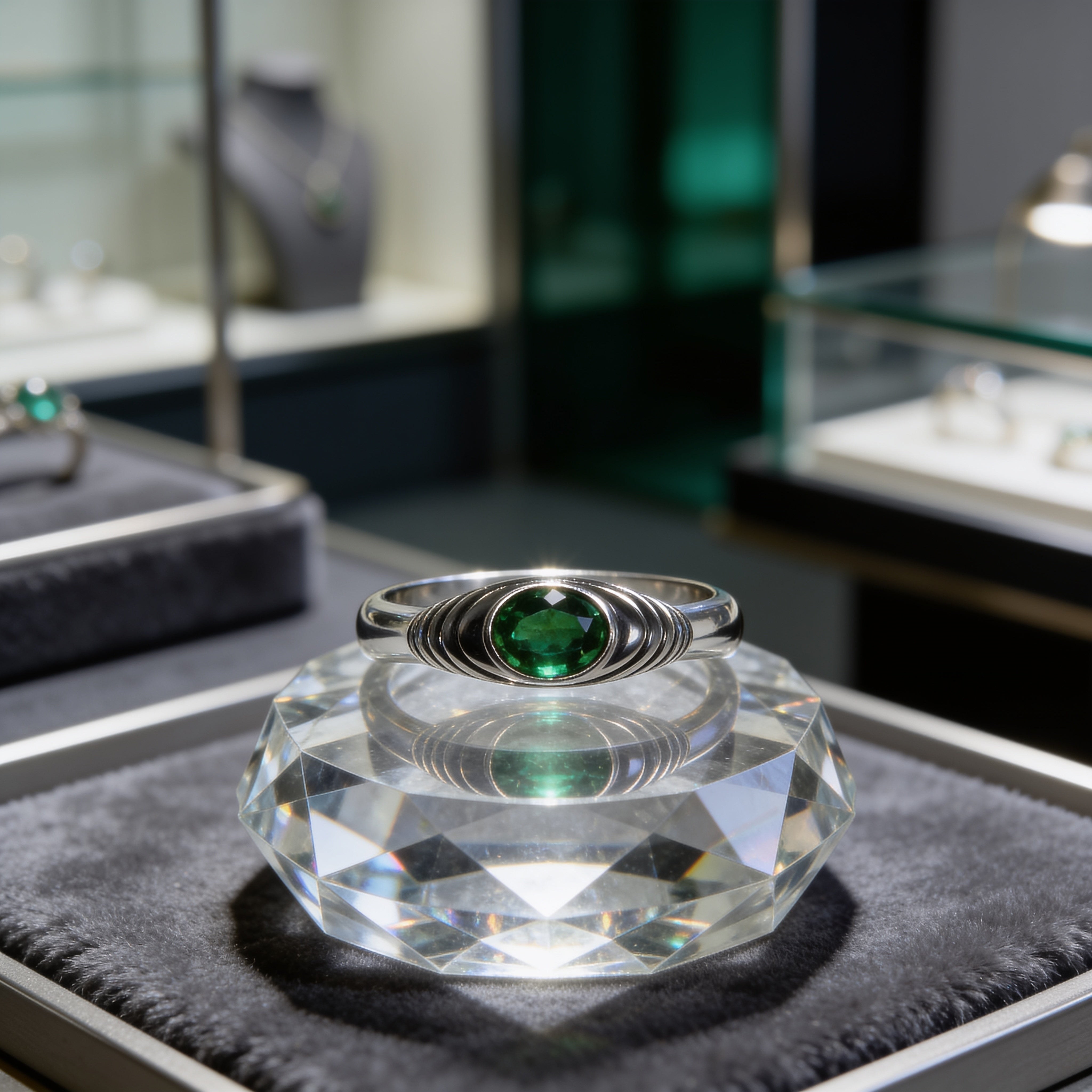 Natural Chrome Diopside set in Sterling