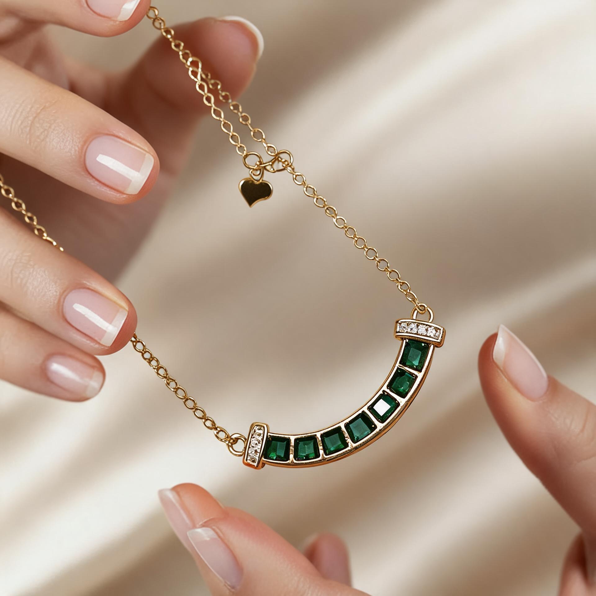 Natural Emerald Chain Necklace