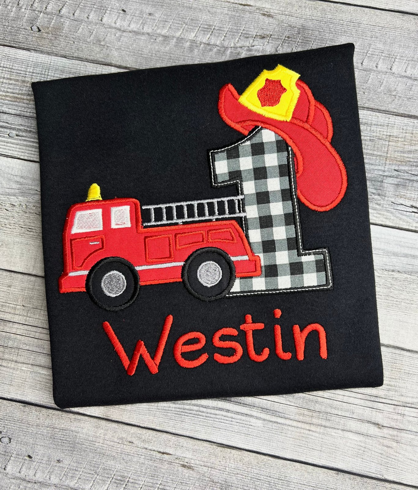 Embroidered Fire Truck Birthday Shirt: Personalized Firefighter Party Outfit