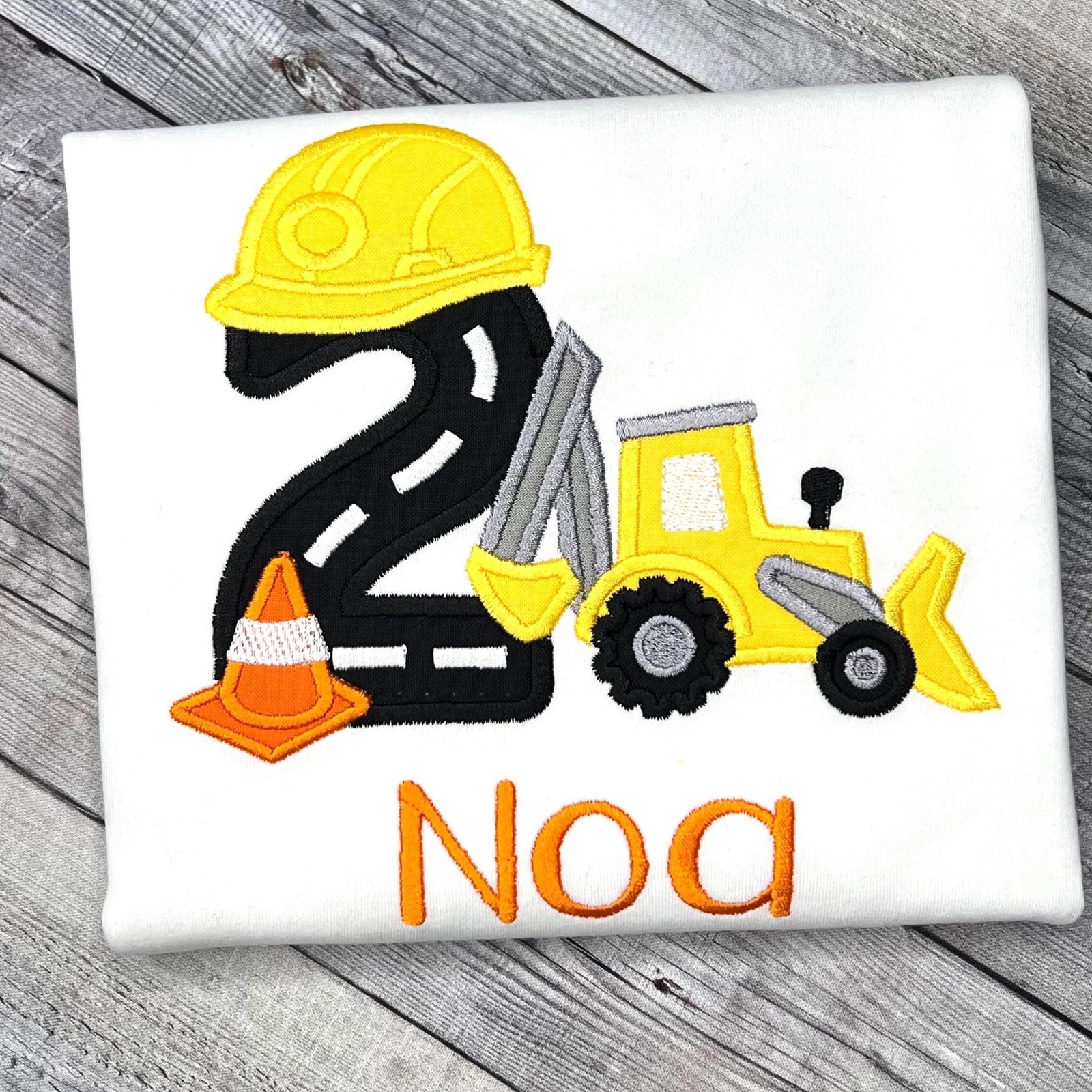 Backhoe Birthday Shirt: Personalized Embroidered Construction Tee, Any name & age